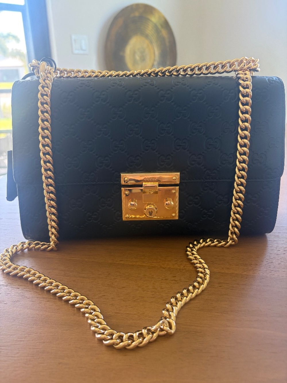 Gucci Guccissima Medium Padlock Shoulder Bag